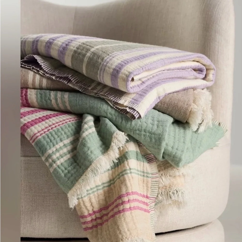 NWT Anthropologie JOLENE COTTON WOOL WOVEN THROW BLANKET Style No. 94784501